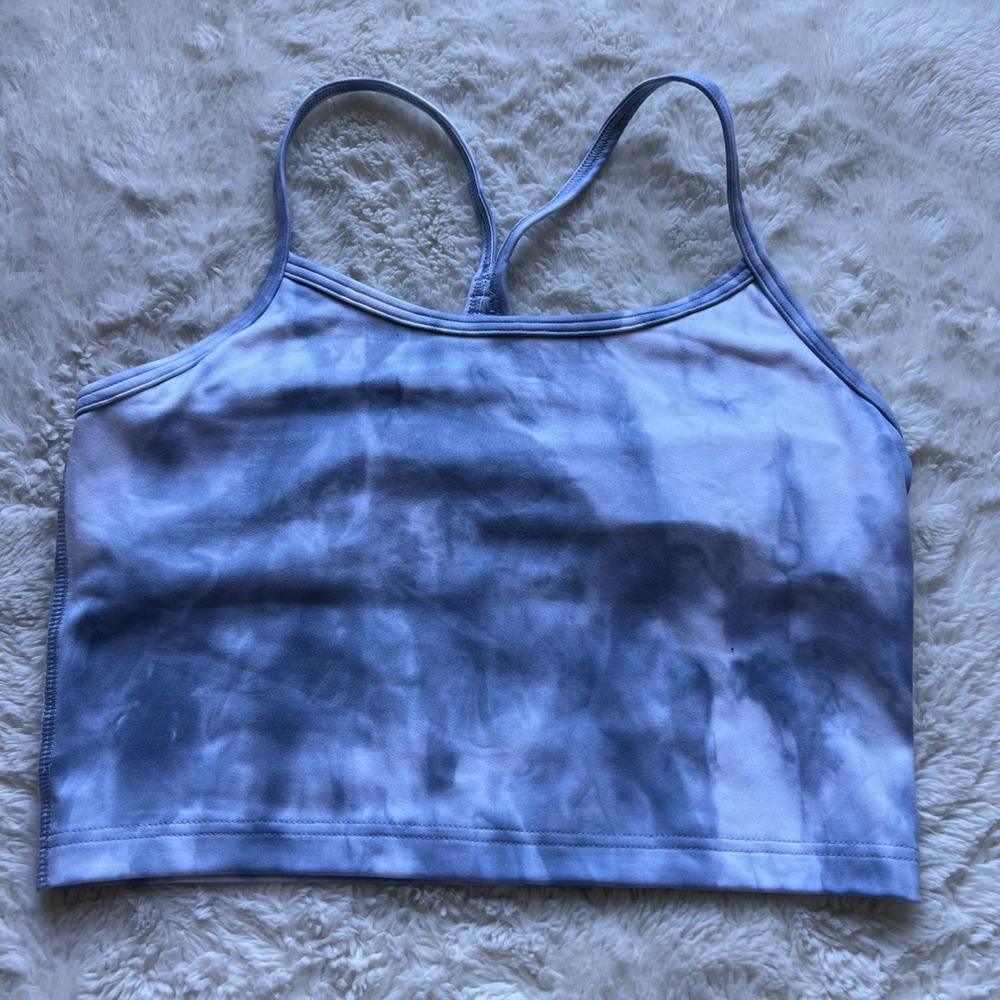 OFFLINE by Aerie Recharge Tie-Dye Cropped Sports Bra Tank-Top Blue White Small